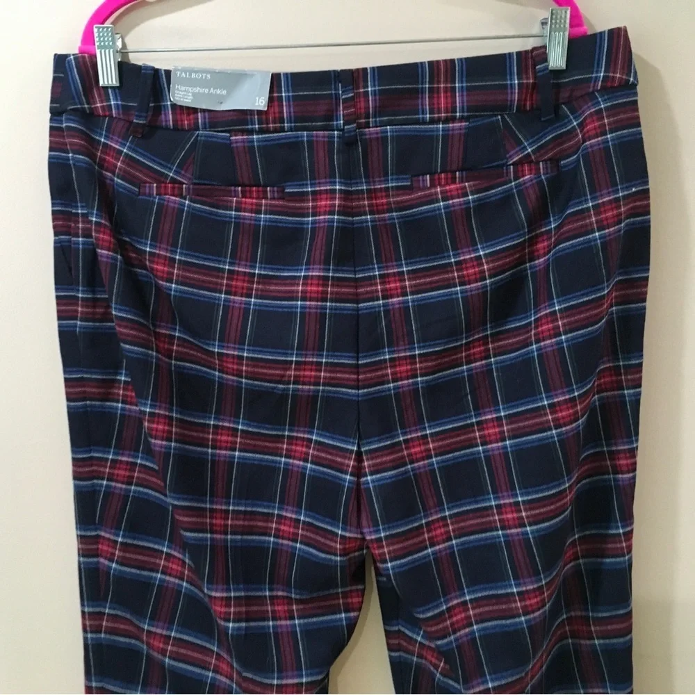 New TALBOTS Hampshire ankle pants Blue Red Tartan Plaid Bi-Stretch - Picture 6 of 8